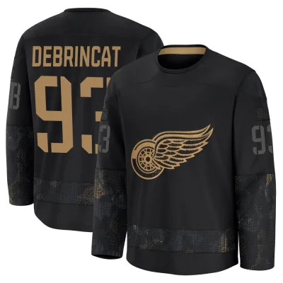 Men's Alex DeBrincat Detroit Red Wings 2024 Military Appreciation Practice Jersey - Black Premium