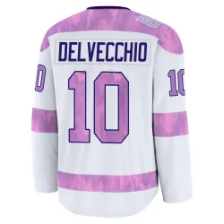 Men's Alex Delvecchio Detroit Red Wings 2024 Hockey Fights Cancer Practice Jersey - White Premium
