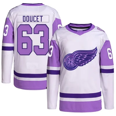 Men's Alexandre Doucet Detroit Red Wings Hockey Fights Cancer Primegreen Jersey - White/Purple Authentic