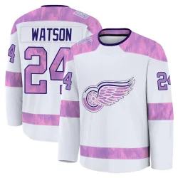Men's Austin Watson Detroit Red Wings 2024 Hockey Fights Cancer Practice Jersey - White Premium