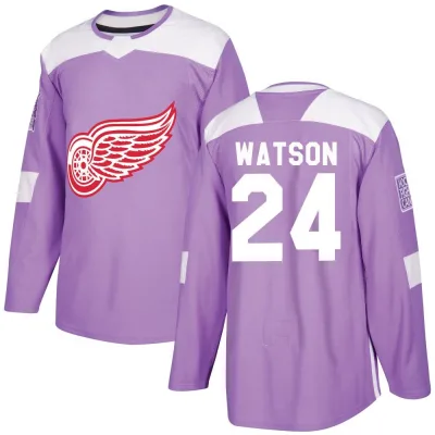 Men's Austin Watson Detroit Red Wings Hockey Fights Cancer Practice Jersey - Purple Authentic