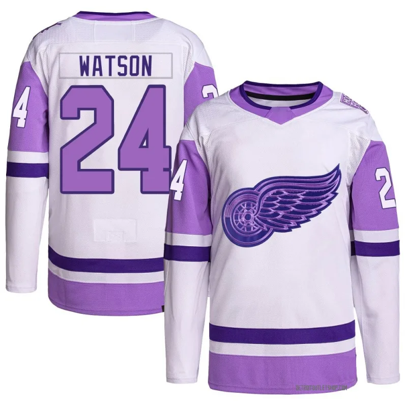 Men's Austin Watson Detroit Red Wings Hockey Fights Cancer Primegreen Jersey - White/Purple Authentic