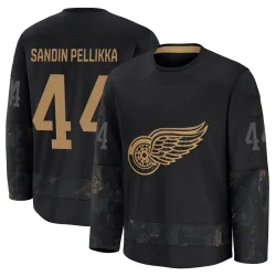 Men's Axel Sandin Pellikka Detroit Red Wings 2024 Military Appreciation Practice Jersey - Black Premium