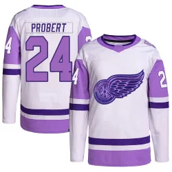 Men's Bob Probert Detroit Red Wings Hockey Fights Cancer Primegreen Jersey - White/Purple Authentic