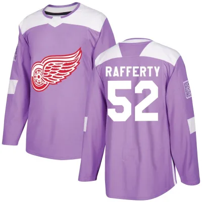 Men's Brogan Rafferty Detroit Red Wings Hockey Fights Cancer Practice Jersey - Purple Authentic