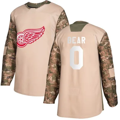 Men's Carter Bear Detroit Red Wings Veterans Day Practice Jersey - Camo Authentic