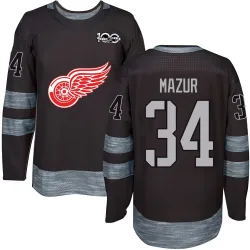 Men's Carter Mazur Detroit Red Wings 1917-2017 100th Anniversary Jersey - Black Authentic