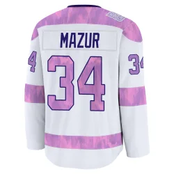 Men's Carter Mazur Detroit Red Wings 2024 Hockey Fights Cancer Practice Jersey - White Premium