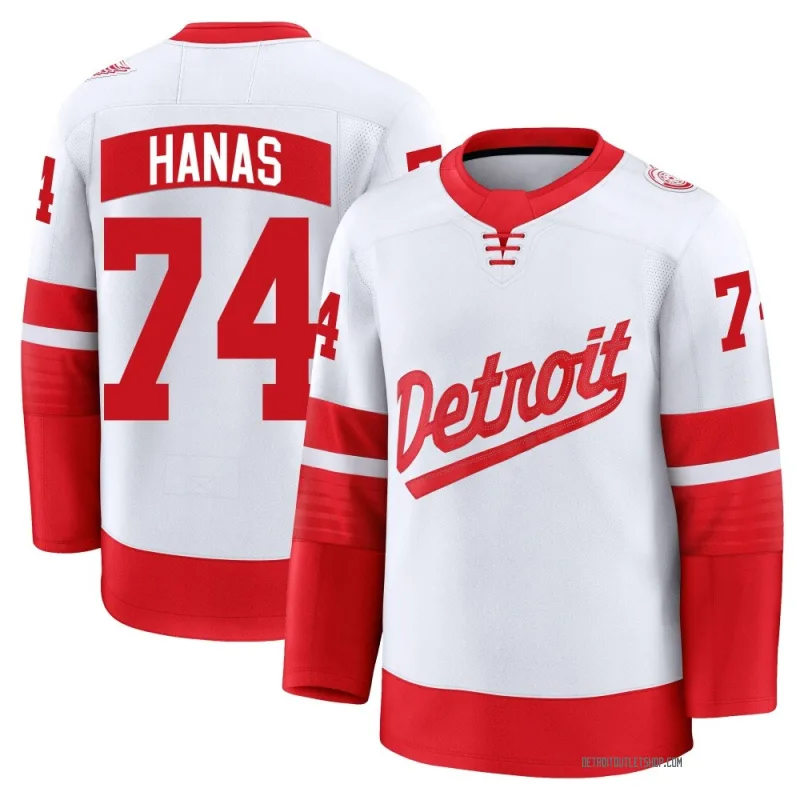 Men's Cross Hanas Detroit Red Wings 2025 Stadium Series Jersey - White Premium