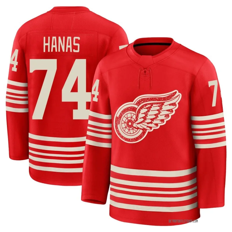 Men's Cross Hanas Detroit Red Wings Centennial Jersey - Red Premium