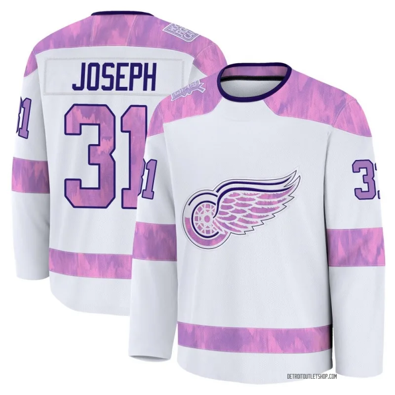 Men's Curtis Joseph Detroit Red Wings 2024 Hockey Fights Cancer Practice Jersey - White Premium