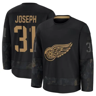 Men's Curtis Joseph Detroit Red Wings 2024 Military Appreciation Practice Jersey - Black Premium