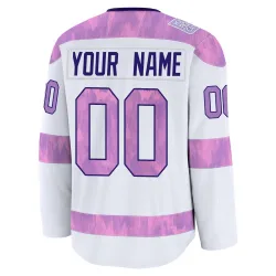Men's Custom Detroit Red Wings 2024 Hockey Fights Cancer Practice Jersey - White Premium