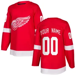 Men's Custom Detroit Red Wings Home Jersey - Red Authentic