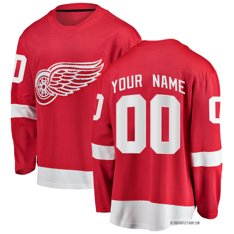 Men's Custom Detroit Red Wings Home Jersey - Red Breakaway