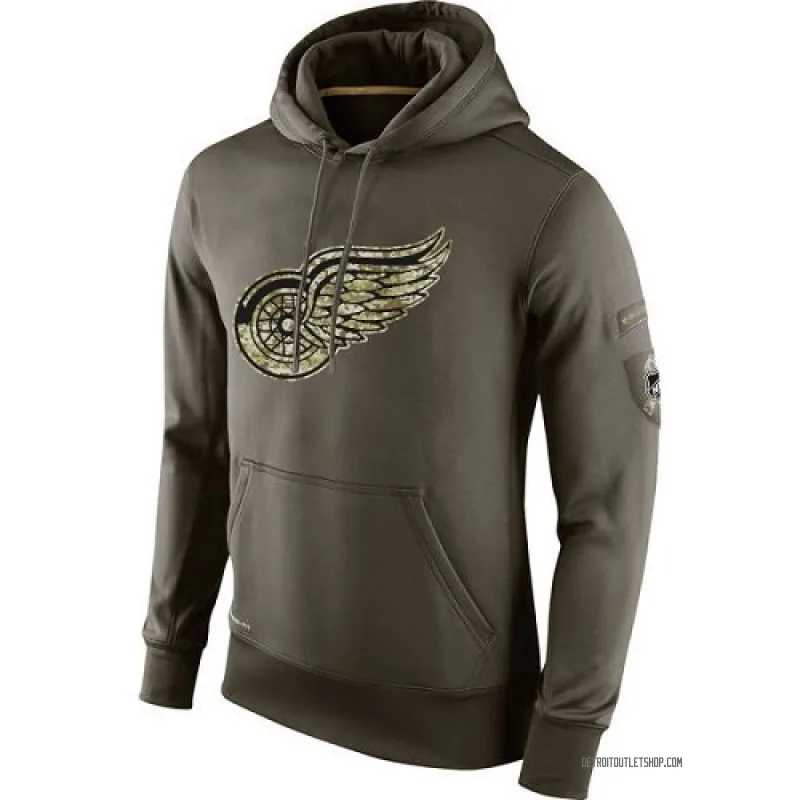 Men's Detroit Red Wings Salute To Service KO Performance Hoodie - Olive