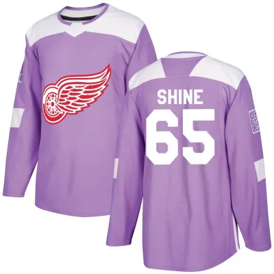 Men's Dominik Shine Detroit Red Wings Hockey Fights Cancer Practice Jersey - Purple Authentic