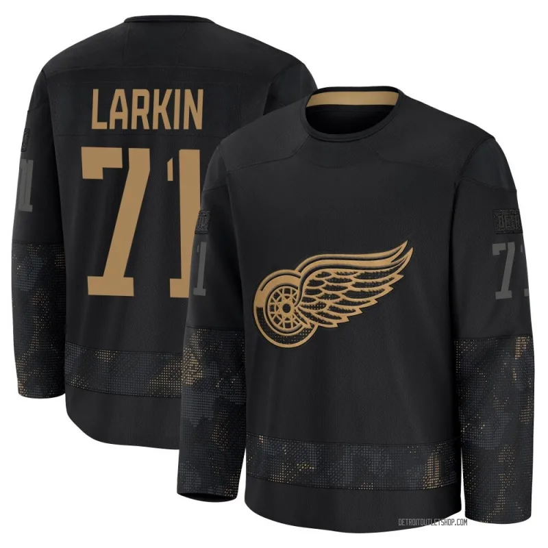 Men's Dylan Larkin Detroit Red Wings 2024 Military Appreciation Practice Jersey - Black Premium