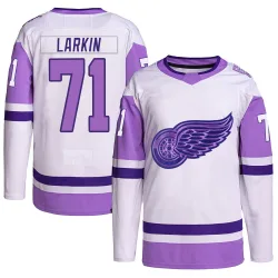 Men's Dylan Larkin Detroit Red Wings Hockey Fights Cancer Primegreen Jersey - White/Purple Authentic