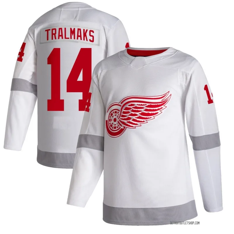 Men's Eduards Tralmaks Detroit Red Wings 2020/21 Reverse Retro Jersey - White Authentic