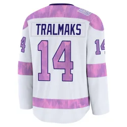 Men's Eduards Tralmaks Detroit Red Wings 2024 Hockey Fights Cancer Practice Jersey - White Premium