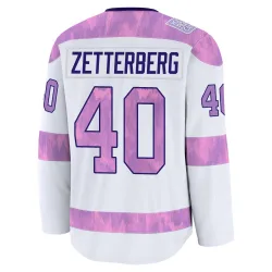 Men's Henrik Zetterberg Detroit Red Wings 2024 Hockey Fights Cancer Practice Jersey - White Premium