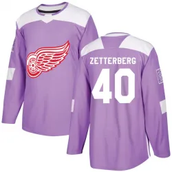 Men's Henrik Zetterberg Detroit Red Wings Hockey Fights Cancer Practice Jersey - Purple Authentic