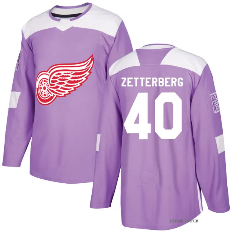 Men's Henrik Zetterberg Detroit Red Wings Hockey Fights Cancer Practice Jersey - Purple Authentic