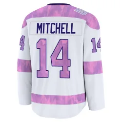 Men's Ian Mitchell Detroit Red Wings 2024 Hockey Fights Cancer Practice Jersey - White Premium
