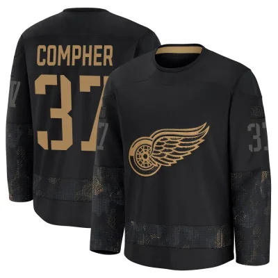 Men's J.T. Compher Detroit Red Wings 2024 Military Appreciation Practice Jersey - Black Premium