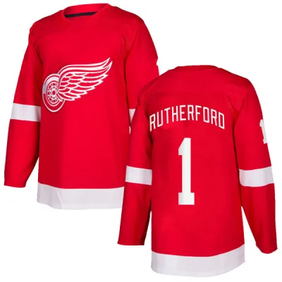 Men's Jim Rutherford Detroit Red Wings Home Jersey - Red Authentic