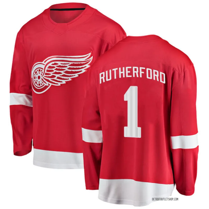 Men's Jim Rutherford Detroit Red Wings Home Jersey - Red Breakaway
