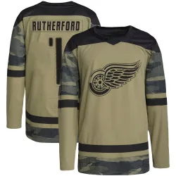 Men's Jim Rutherford Detroit Red Wings Military Appreciation Practice Jersey - Camo Authentic