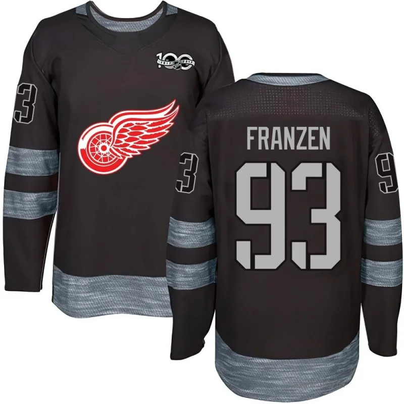 Men's Johan Franzen Detroit Red Wings 1917-2017 100th Anniversary Jersey - Black Authentic