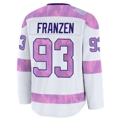 Men's Johan Franzen Detroit Red Wings 2024 Hockey Fights Cancer Practice Jersey - White Premium
