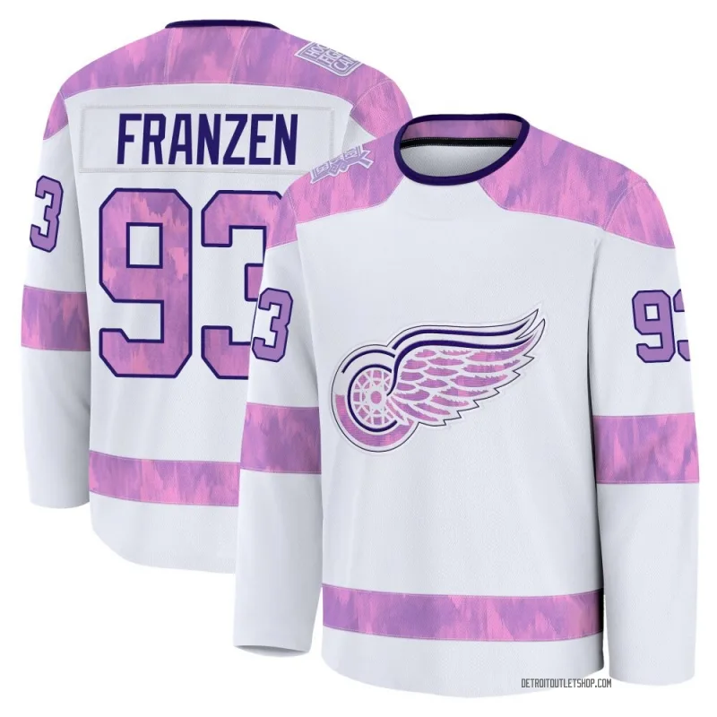 Men's Johan Franzen Detroit Red Wings 2024 Hockey Fights Cancer Practice Jersey - White Premium