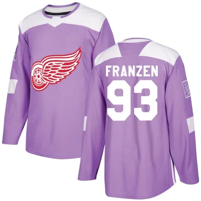 Men's Johan Franzen Detroit Red Wings Hockey Fights Cancer Practice Jersey - Purple Authentic