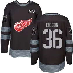 Men's John Gibson Detroit Red Wings 1917-2017 100th Anniversary Jersey - Black Authentic