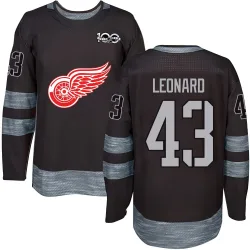 Men's John Leonard Detroit Red Wings 1917-2017 100th Anniversary Jersey - Black Authentic