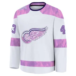 Men's John Leonard Detroit Red Wings 2024 Hockey Fights Cancer Practice Jersey - White Premium