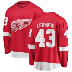 Men's John Leonard Detroit Red Wings Home Jersey - Red Breakaway