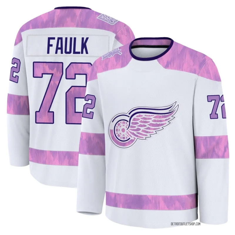 Men's Justin Faulk Detroit Red Wings 2024 Hockey Fights Cancer Practice Jersey - White Premium