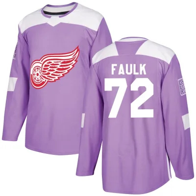 Men's Justin Faulk Detroit Red Wings Hockey Fights Cancer Practice Jersey - Purple Authentic