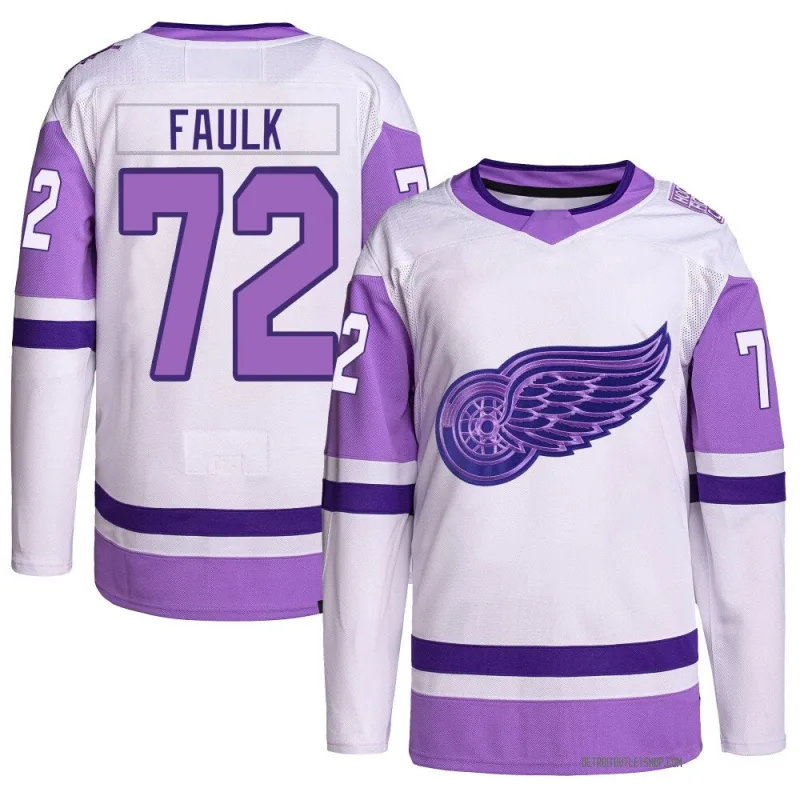 Men's Justin Faulk Detroit Red Wings Hockey Fights Cancer Primegreen Jersey - White/Purple Authentic