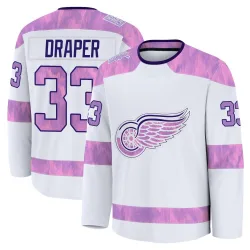 Men's Kris Draper Detroit Red Wings 2024 Hockey Fights Cancer Practice Jersey - White Premium