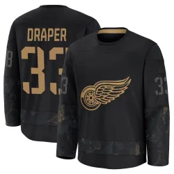 Men's Kris Draper Detroit Red Wings 2024 Military Appreciation Practice Jersey - Black Premium