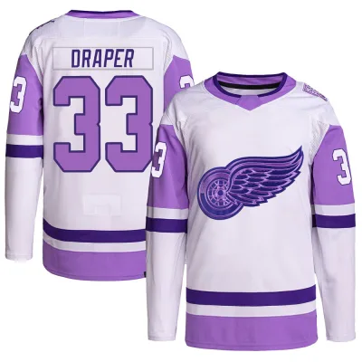 Men's Kris Draper Detroit Red Wings Hockey Fights Cancer Primegreen Jersey - White/Purple Authentic