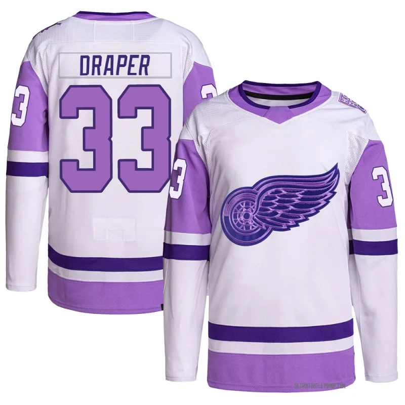 Men's Kris Draper Detroit Red Wings Hockey Fights Cancer Primegreen Jersey - White/Purple Authentic