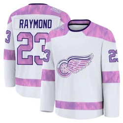 Men's Lucas Raymond Detroit Red Wings 2024 Hockey Fights Cancer Practice Jersey - White Premium