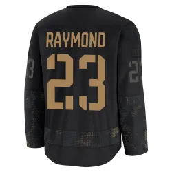 Men's Lucas Raymond Detroit Red Wings 2024 Military Appreciation Practice Jersey - Black Premium